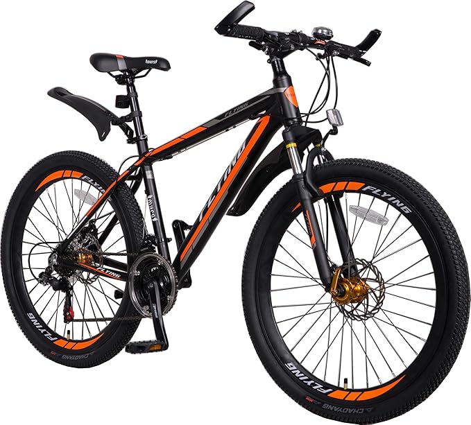 Unisex 21-Speed Shimano Mountain Bike: Lightweight Alloy Frame, Front Suspension, Black