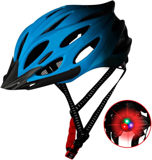 Cycling Helmet Adult Lightweight Bike Helmet Bicycle Helmet with Taillight Adjustable for Men Women Red