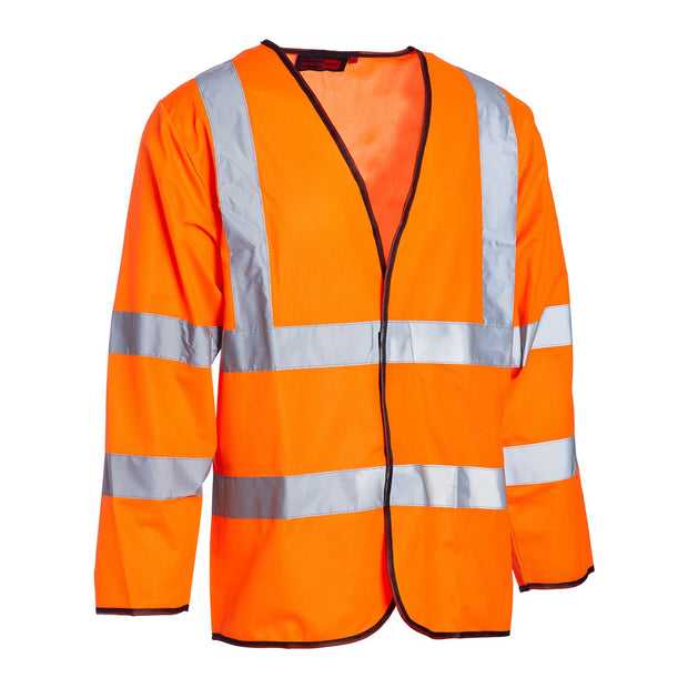 Hi Vis Long Sleeve Vests Orange, Reflective High Vis Jackets, Hi Viz, Work Utility & Safety Clothing, Neon Clothes, Running, Jacket, Hivisible, Security, PPE, Fluorescent - Size 3XL