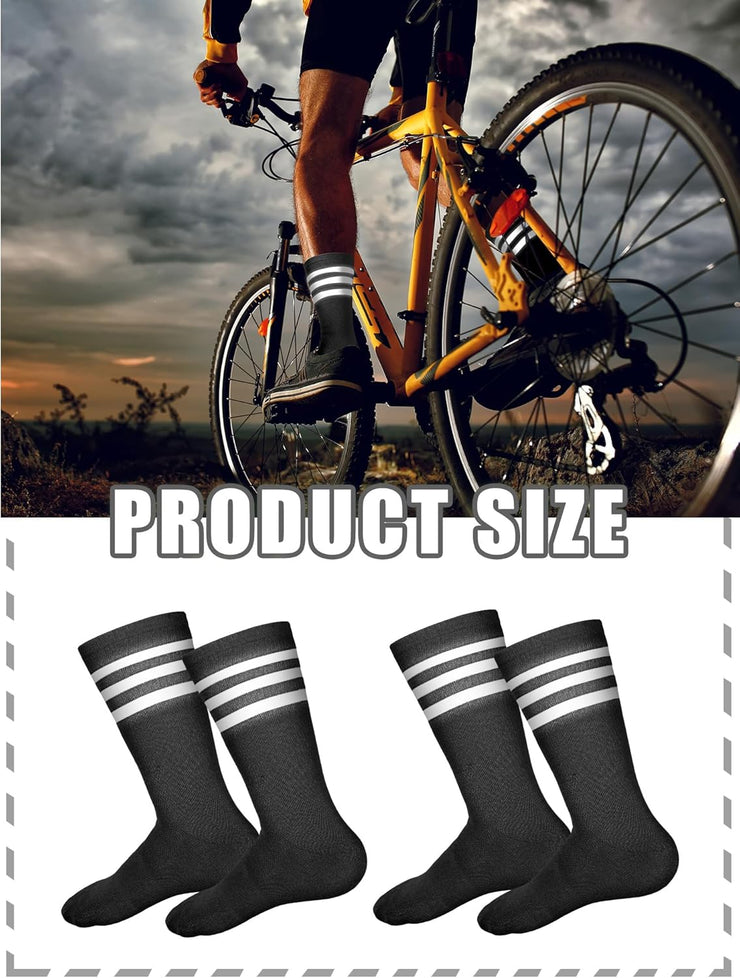 4 Pairs Glow in Dark Socks Cycling Socks High Reflective Running Socks Night Safety Socks Compression Athletic Sock