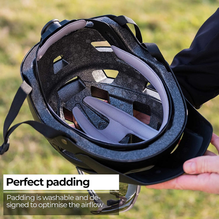 Adult MTB Mountain Bike Cycle Helmet with Large Visor for Trek and Trail Bikes, Camera Mount, ABS Shell, Nanga, BHE-54